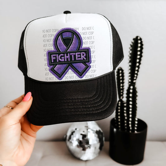 Fighter Purple Ribbon Hat Patch DTF Transfer