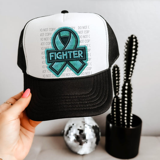 Fighter Teal Ribbon Hat Patch DTF Transfer