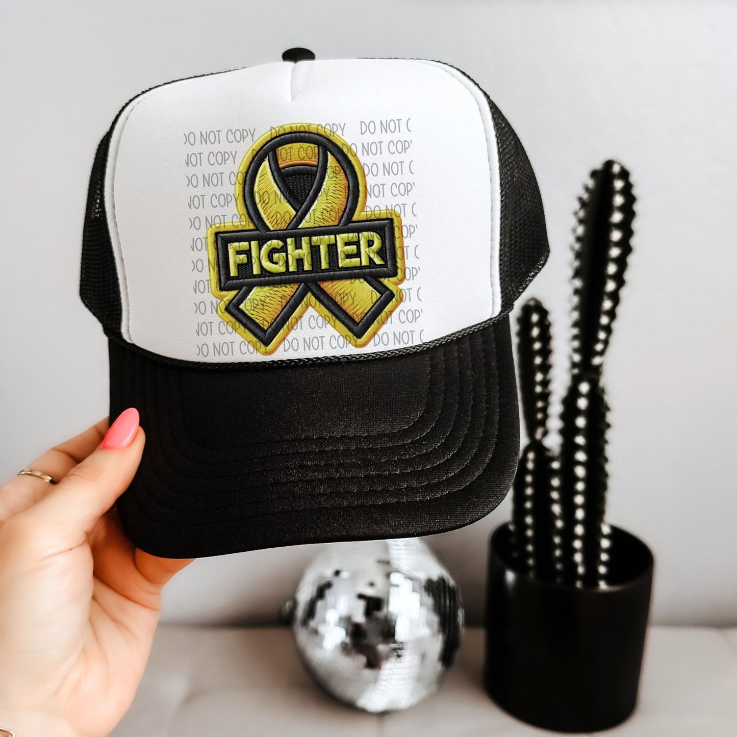 Fighter Light Yellow Ribbon Hat Patch DTF Transfer