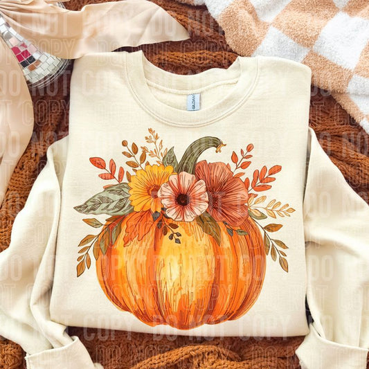 Floral Fall Pumpkin DTF Transfer