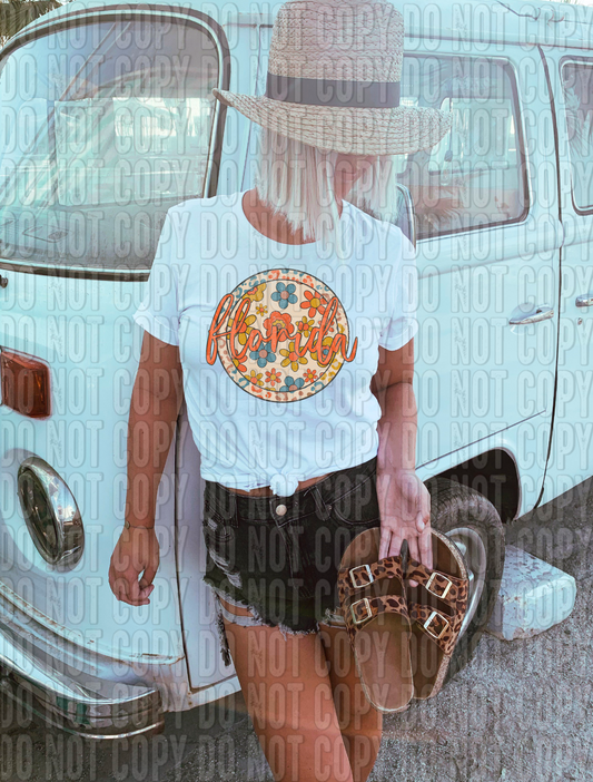 Florida Retro Circle DTF Transfer