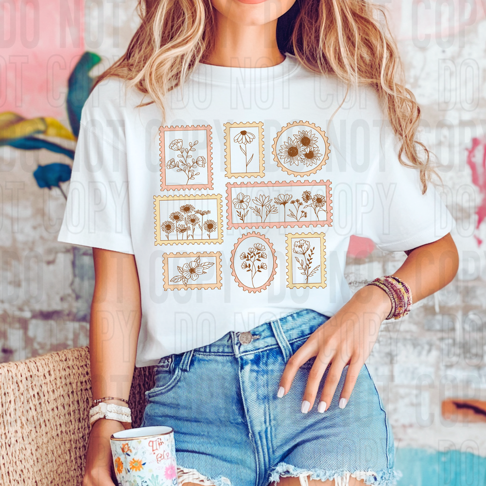 Flower Stamps DTF Transfer