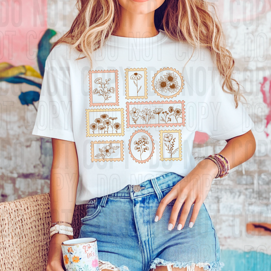 Flower Stamps DTF Transfer