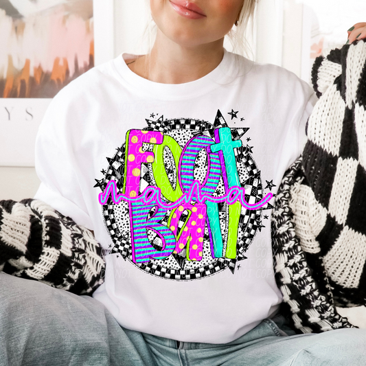 Football Mama Neon Checker DTF Transfer