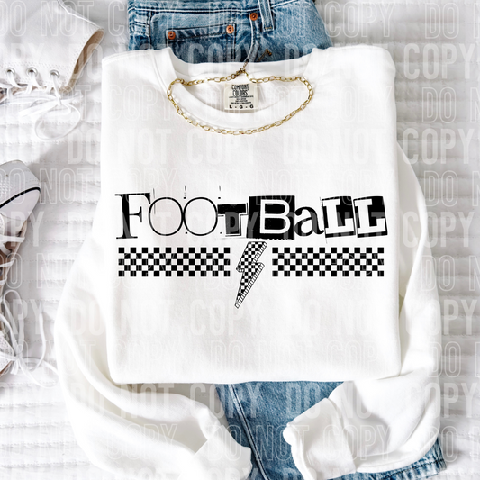 Football Checkered Bolt Word DTF Transfer