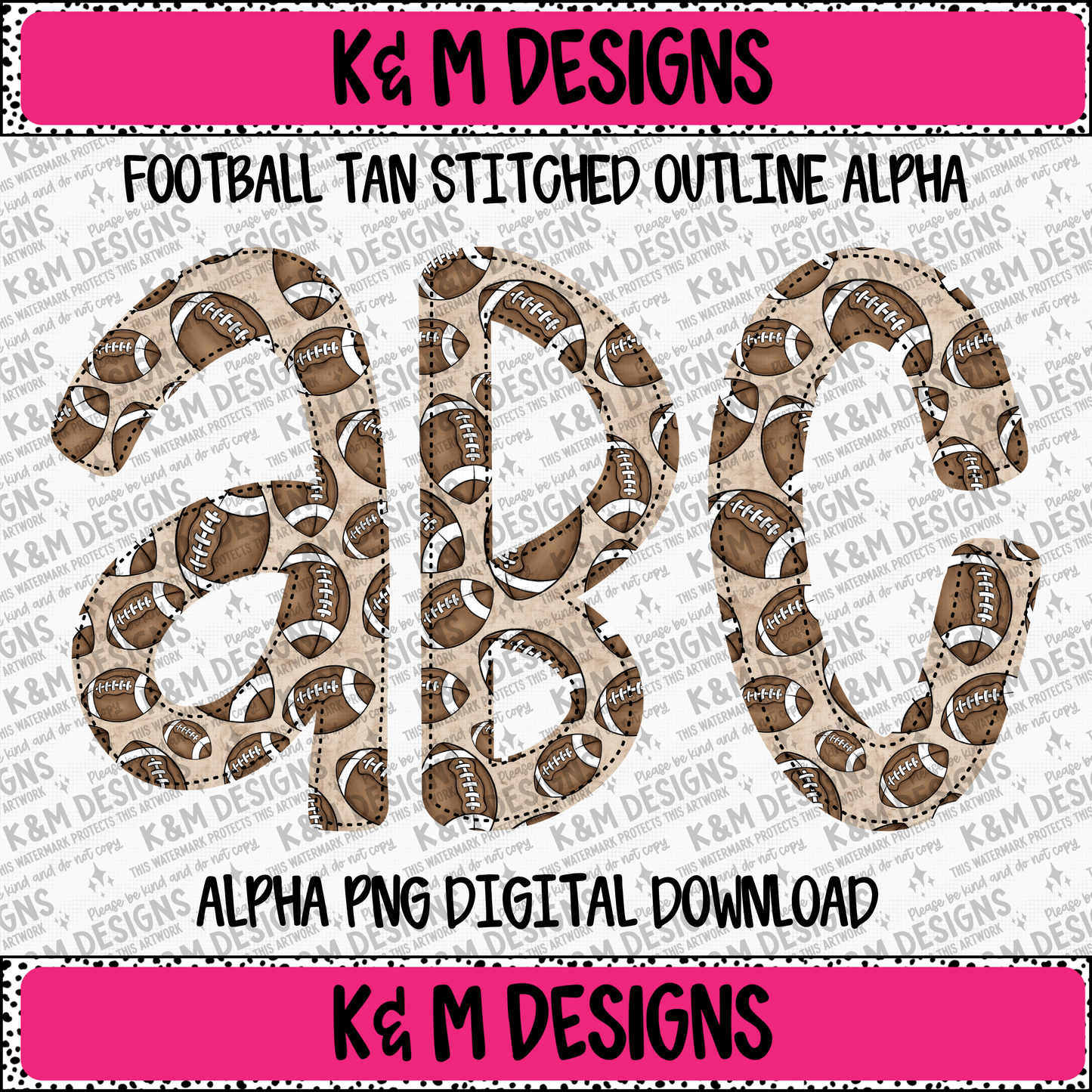 Football Tan Stitched Outline Alpha PNG Set Digital Download