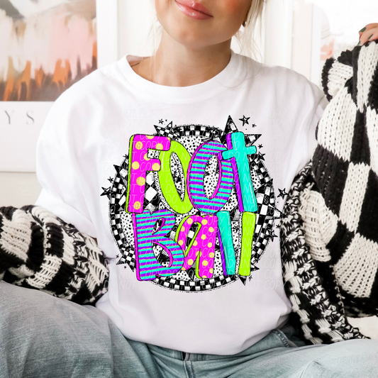 Football Neon Checker DTF Transfer