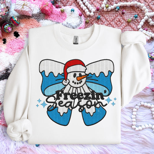 Freezin Season Snowman Blue Coquette DTF Transfer