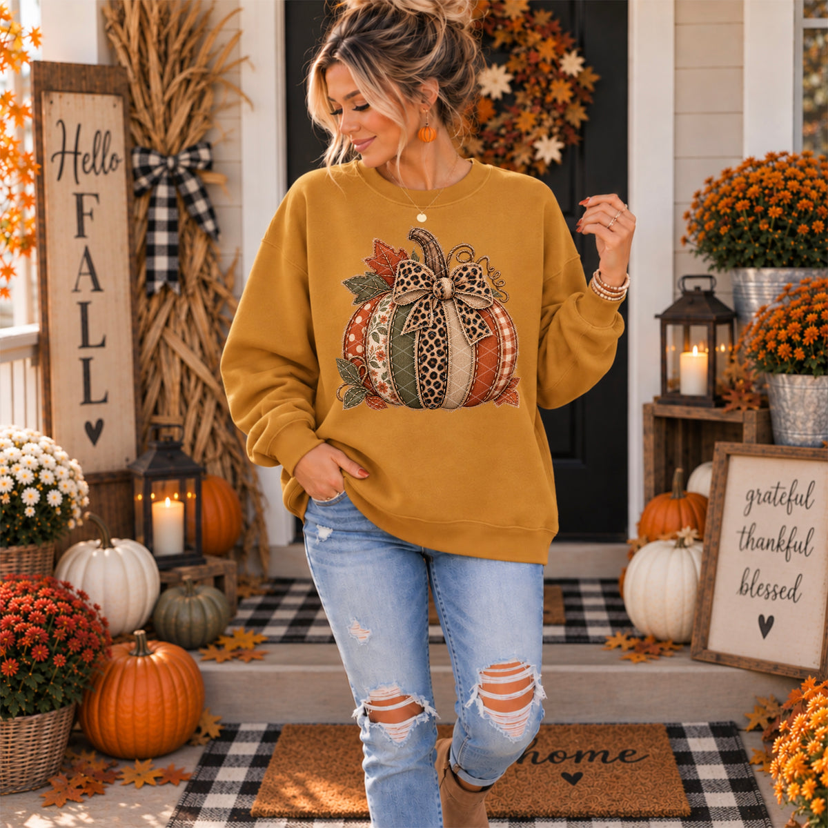 Fabric Fall Pumpkin DTF Transfer