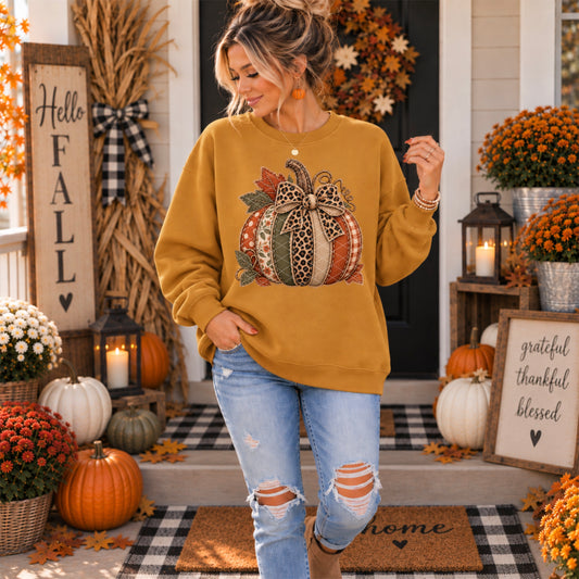 Fabric Fall Pumpkin DTF Transfer