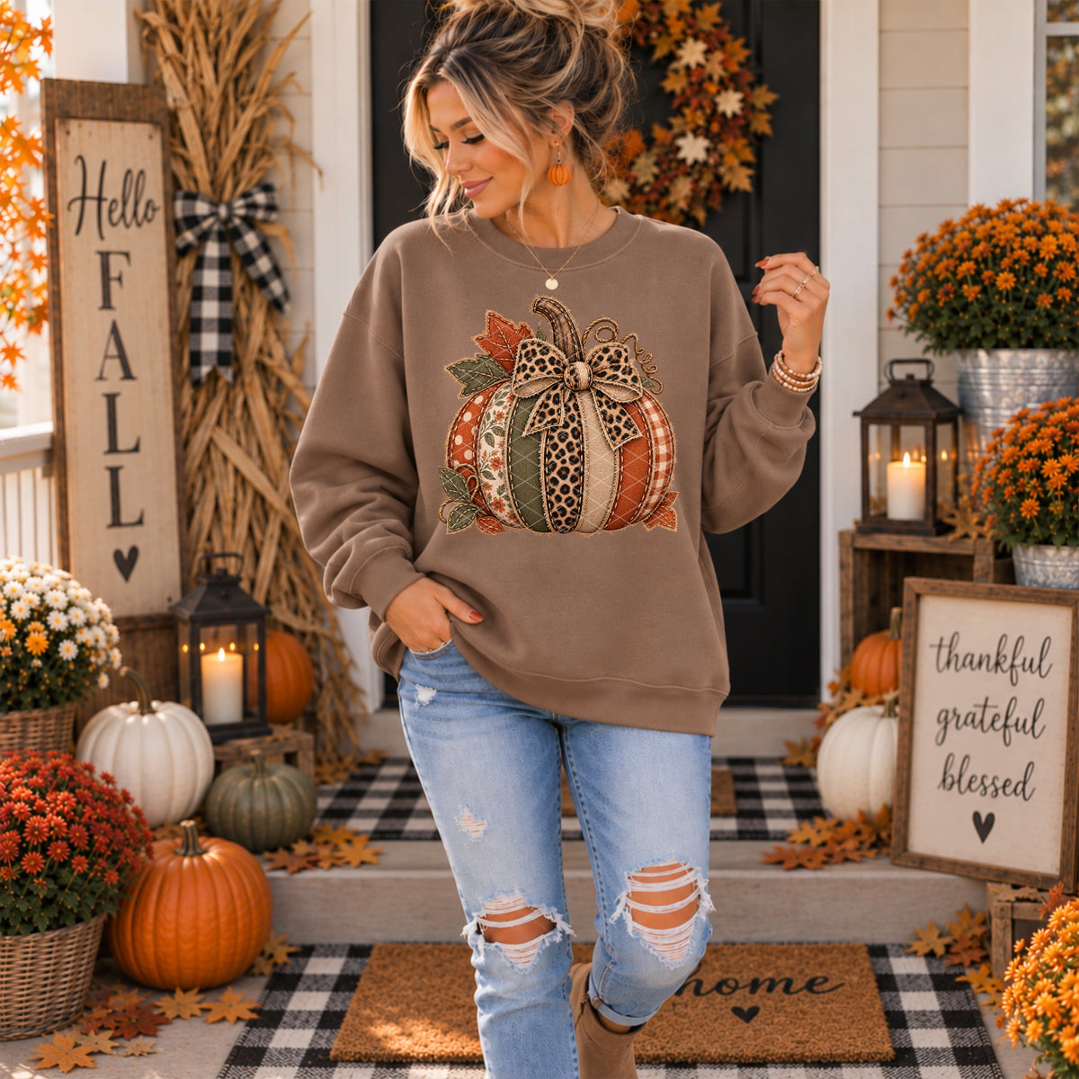 Fabric Fall Pumpkin DTF Transfer