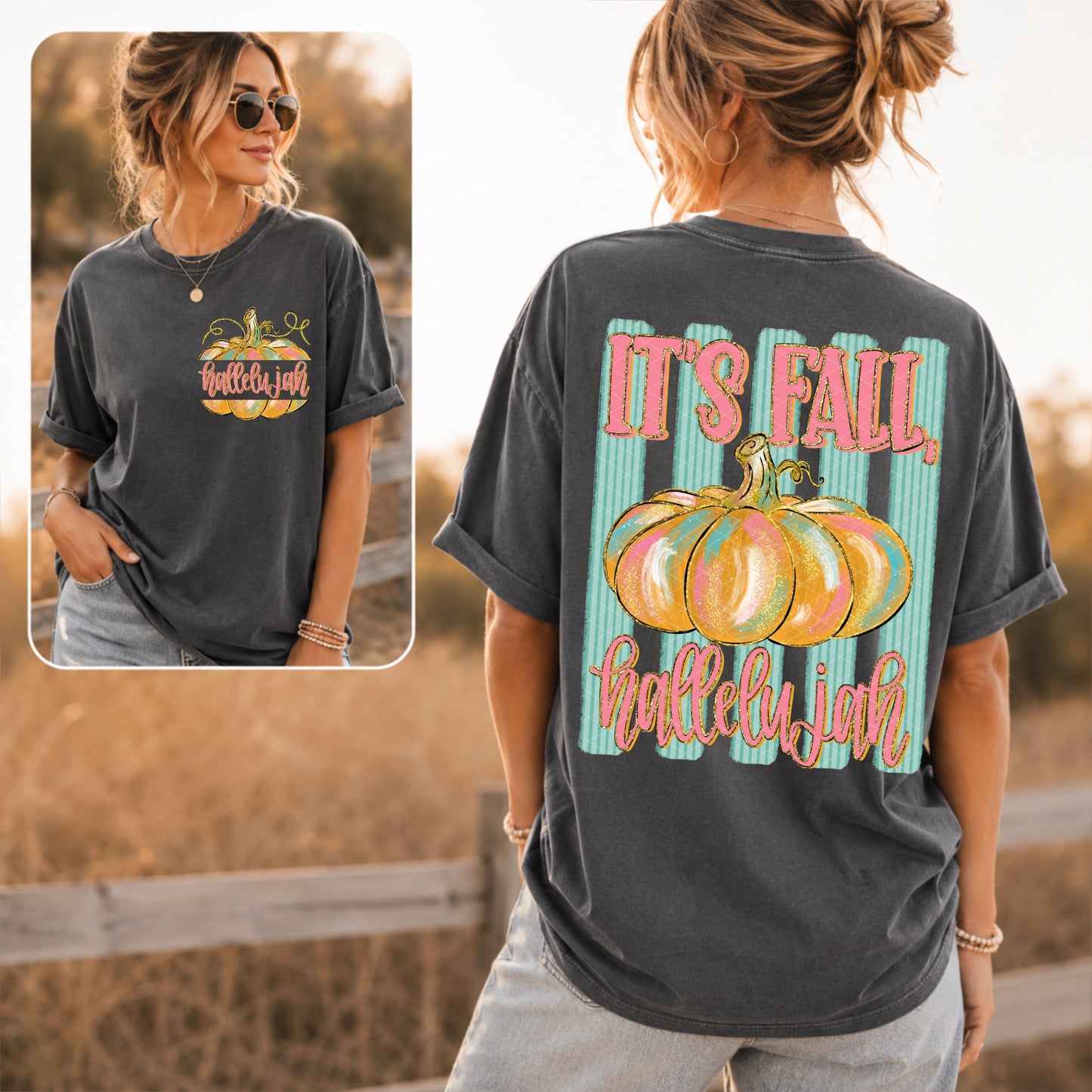 It's Fall, Hallelujah Stripes DTF Transfer