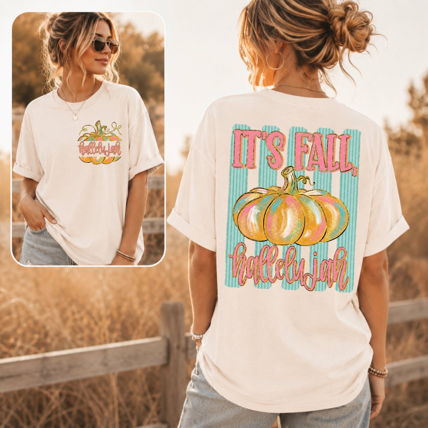It's Fall, Hallelujah Stripes DTF Transfer