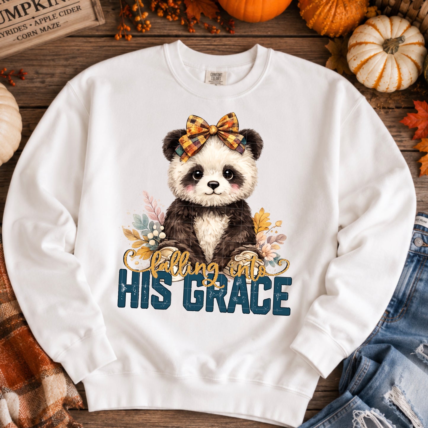 Falling Into His Grace Panda DTF Transfer