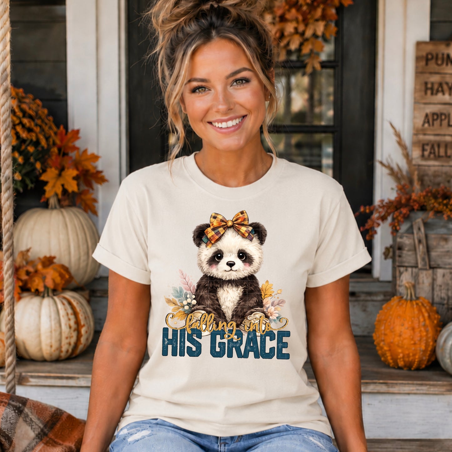 Falling Into His Grace Panda DTF Transfer