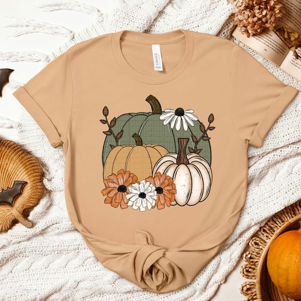 Fall Pumpkin Floral DTF Transfer