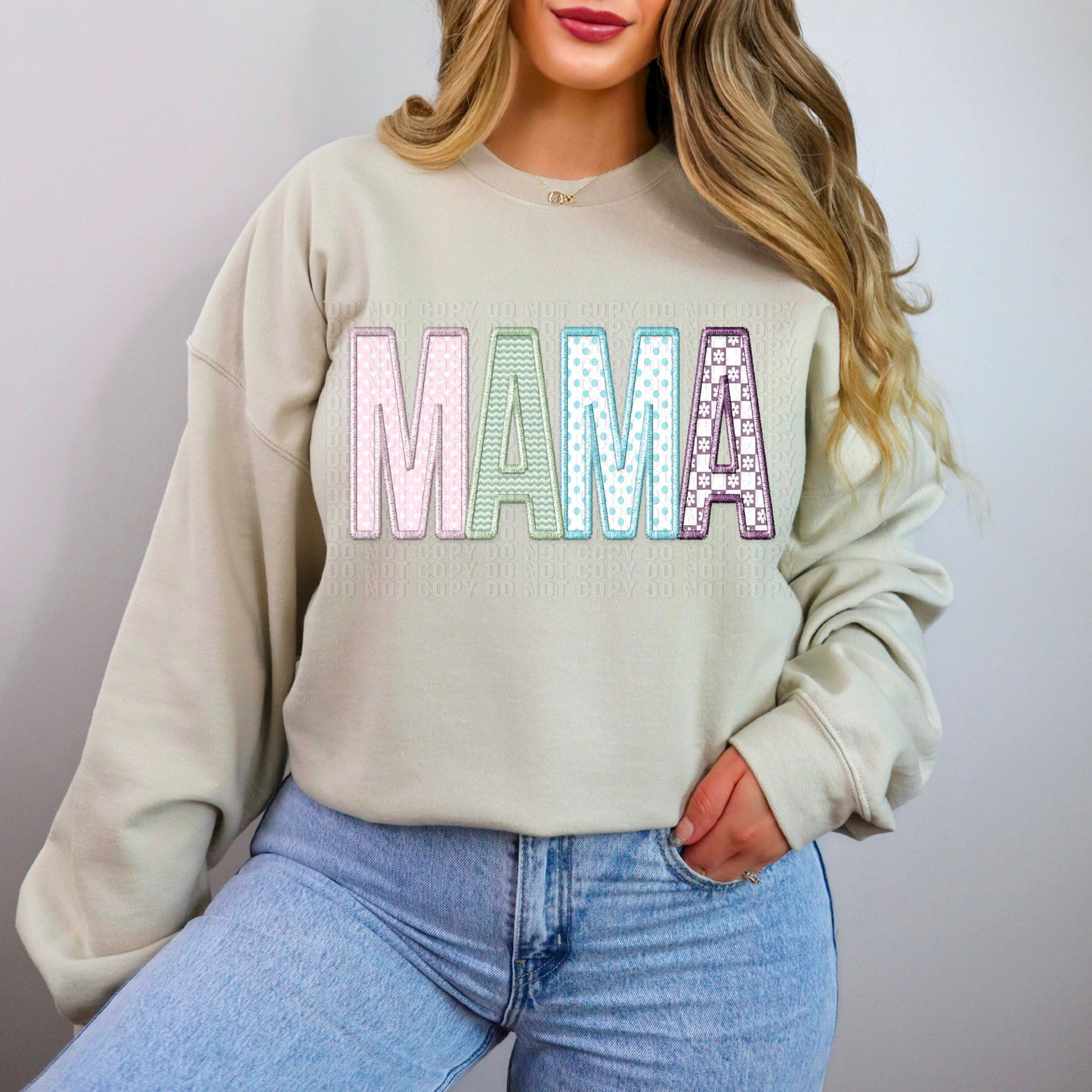 Spring Mama Embroidery Faux DTF Transfer