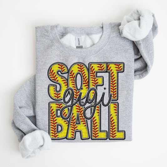 Gigi Faux Softball DTF Transfer