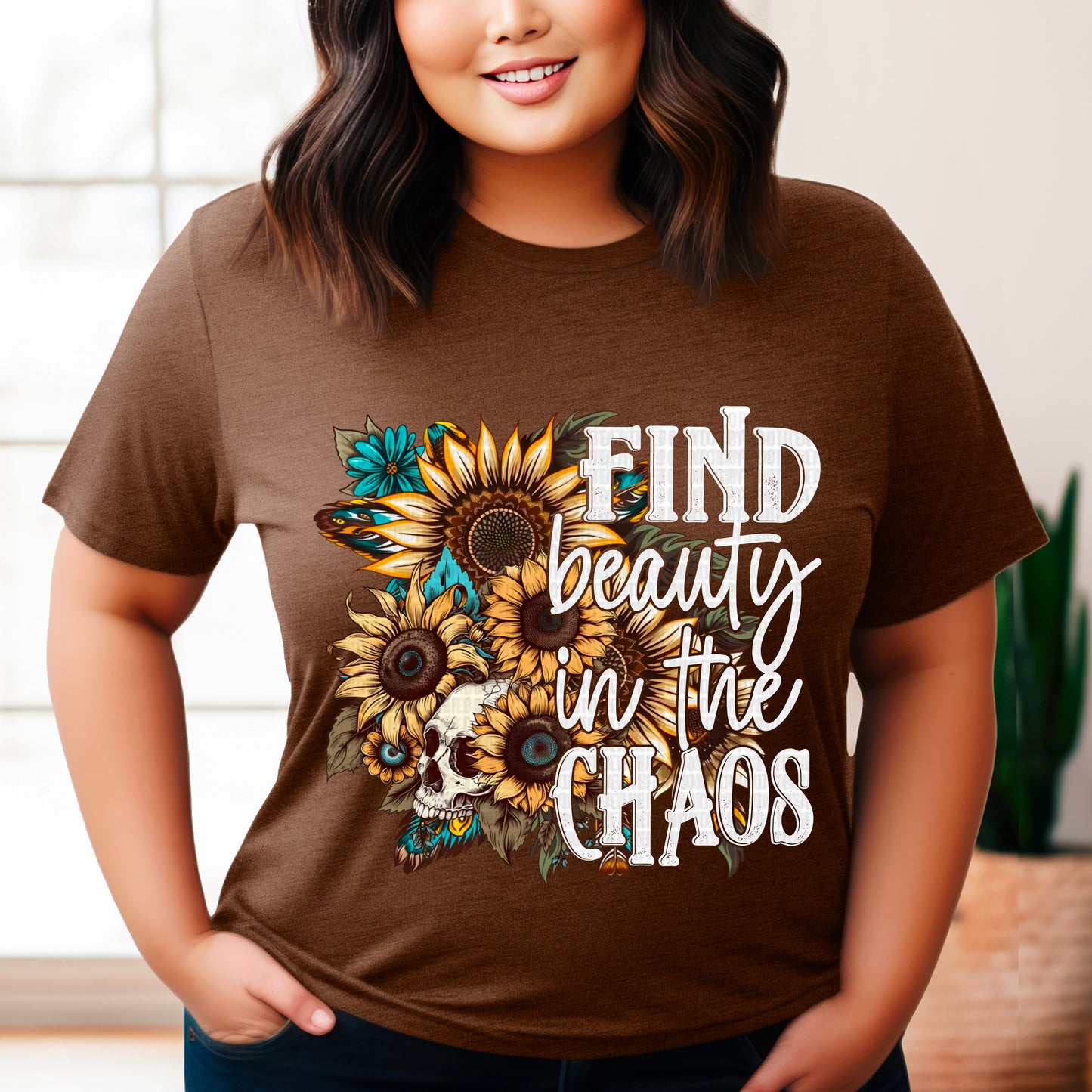 Find Beauty In The Chaos White Font DTF Transfer