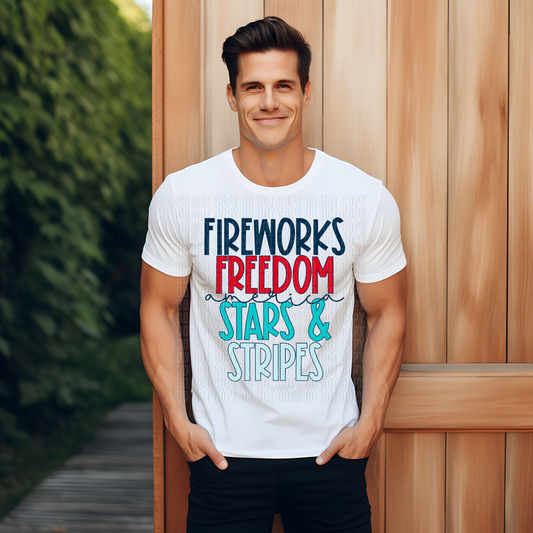 Fireworks Freedom Stars & Stripes DTF Transfer