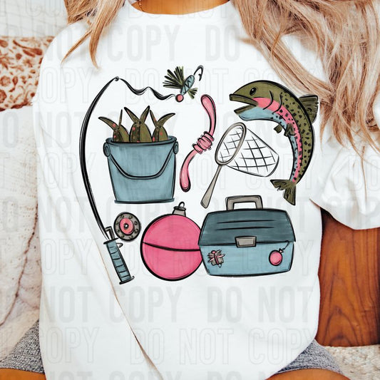 Fishing Collage DTF Transfer