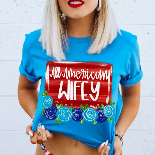 Wifey Floral All American DTF Transfer