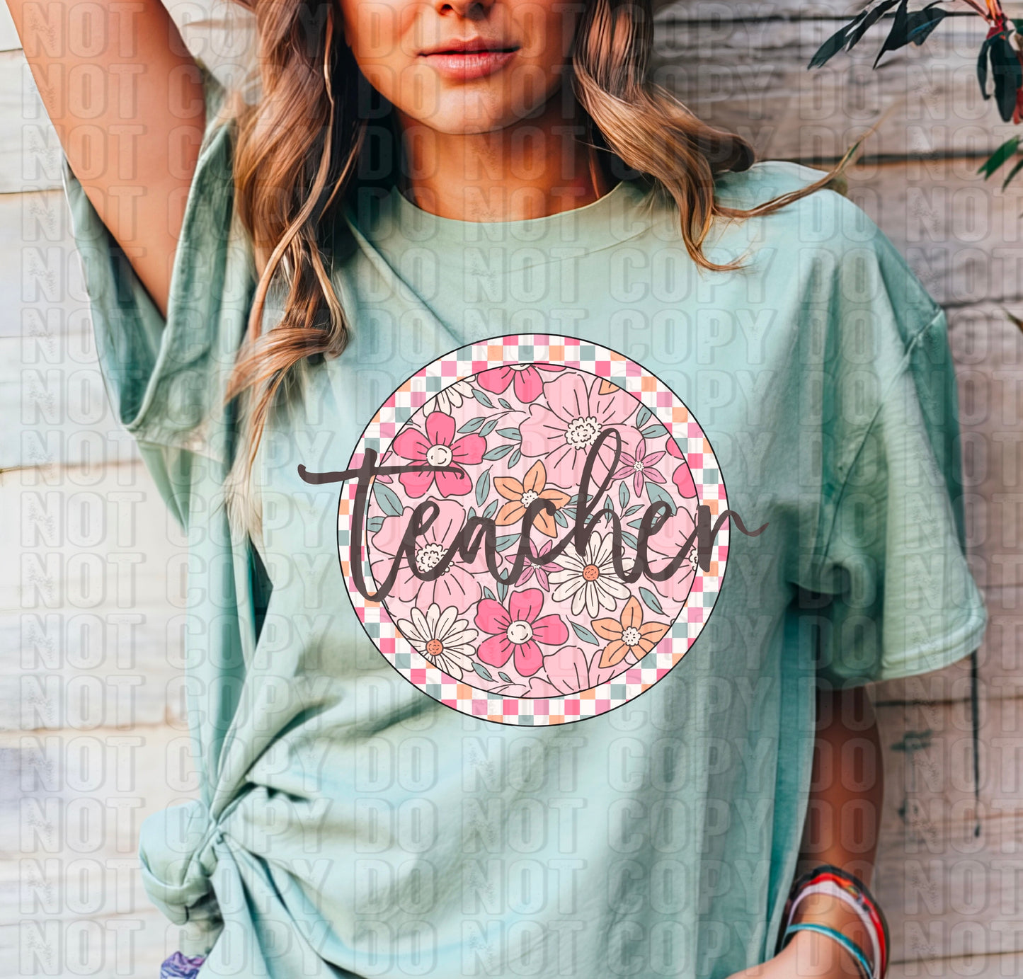 Teacher Floral Circle DTF Transfer