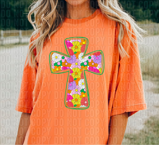 Bright Floral Cross DTF Transfer