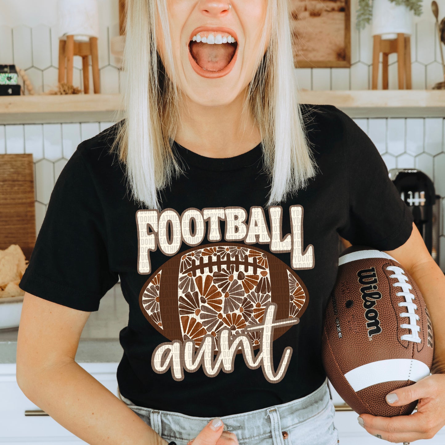 Floral Football Aunt DTF Transfer