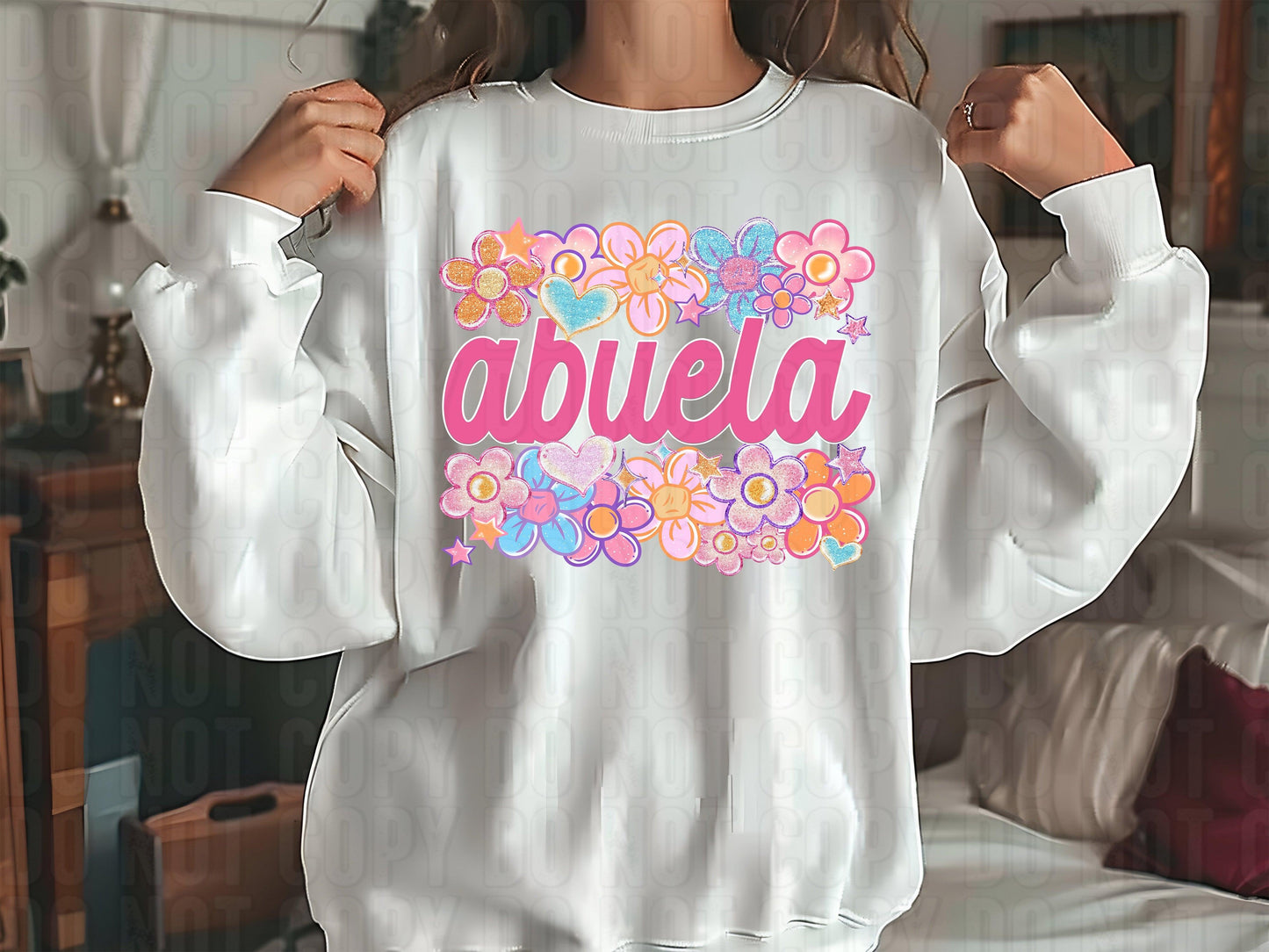 Abuela Floral Heart DTF Transfer