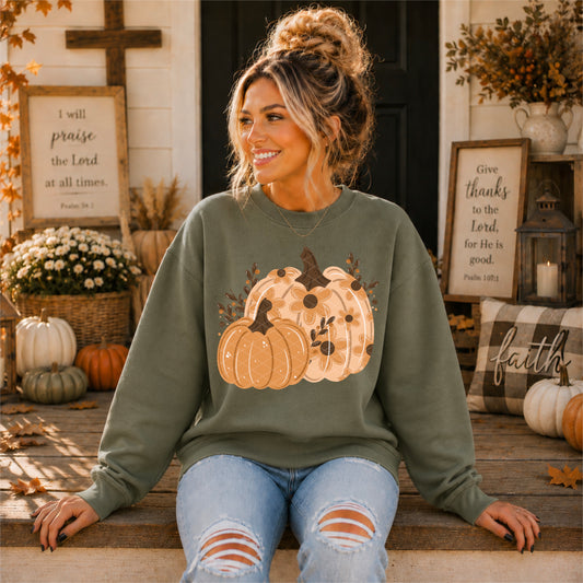 Floral Pumpkins DTF Transfer
