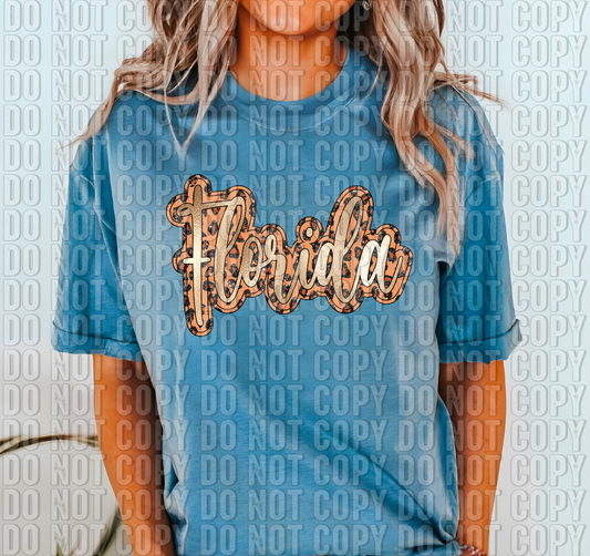 Florida Gold/Cheetah Glittery DTF Transfer