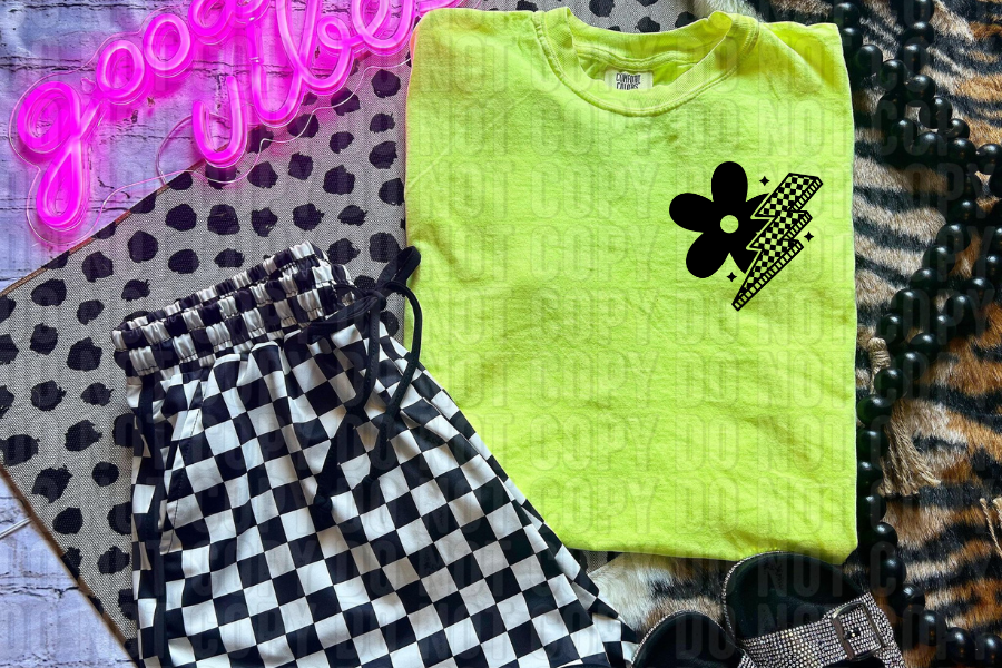 Flower Checkered Bolt DTF Transfer