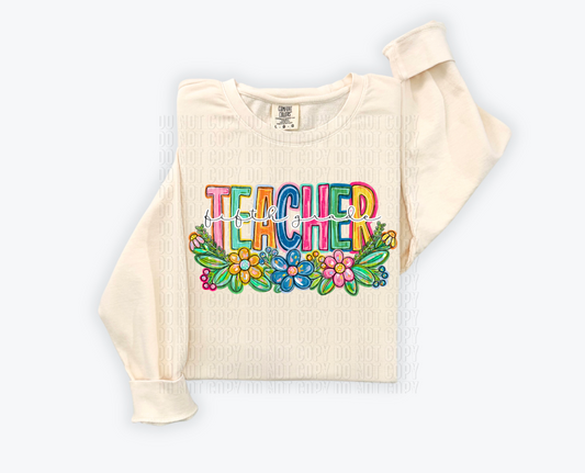 Fifth Grade Teacher Floral DTF Transfer
