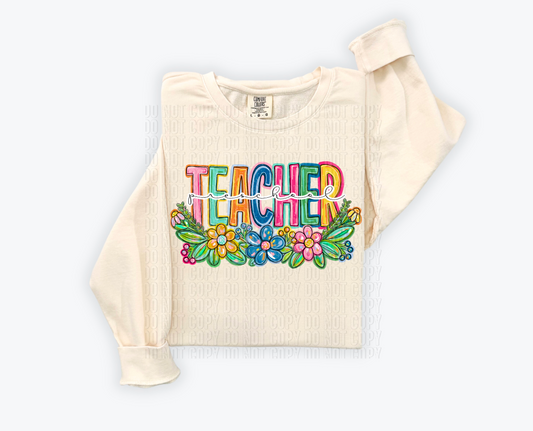 Pre School Teacher Floral DTF Transfer