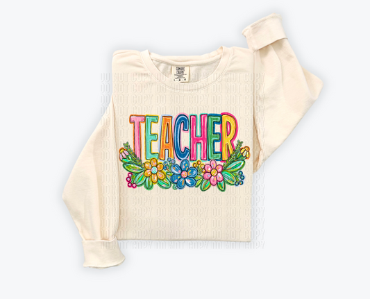 Teacher Floral DTF Transfer