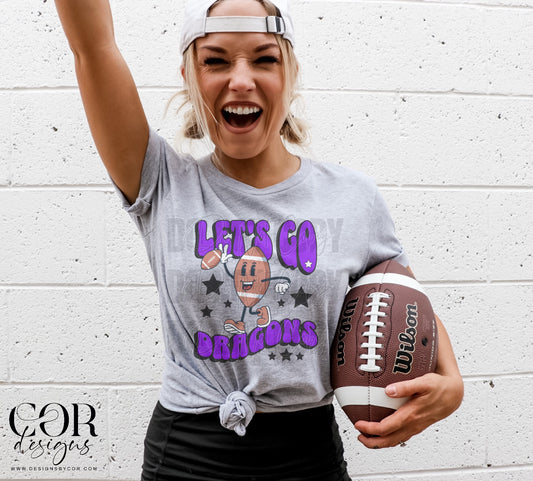 Football Let's Go Dragons Purple DTF Transfer