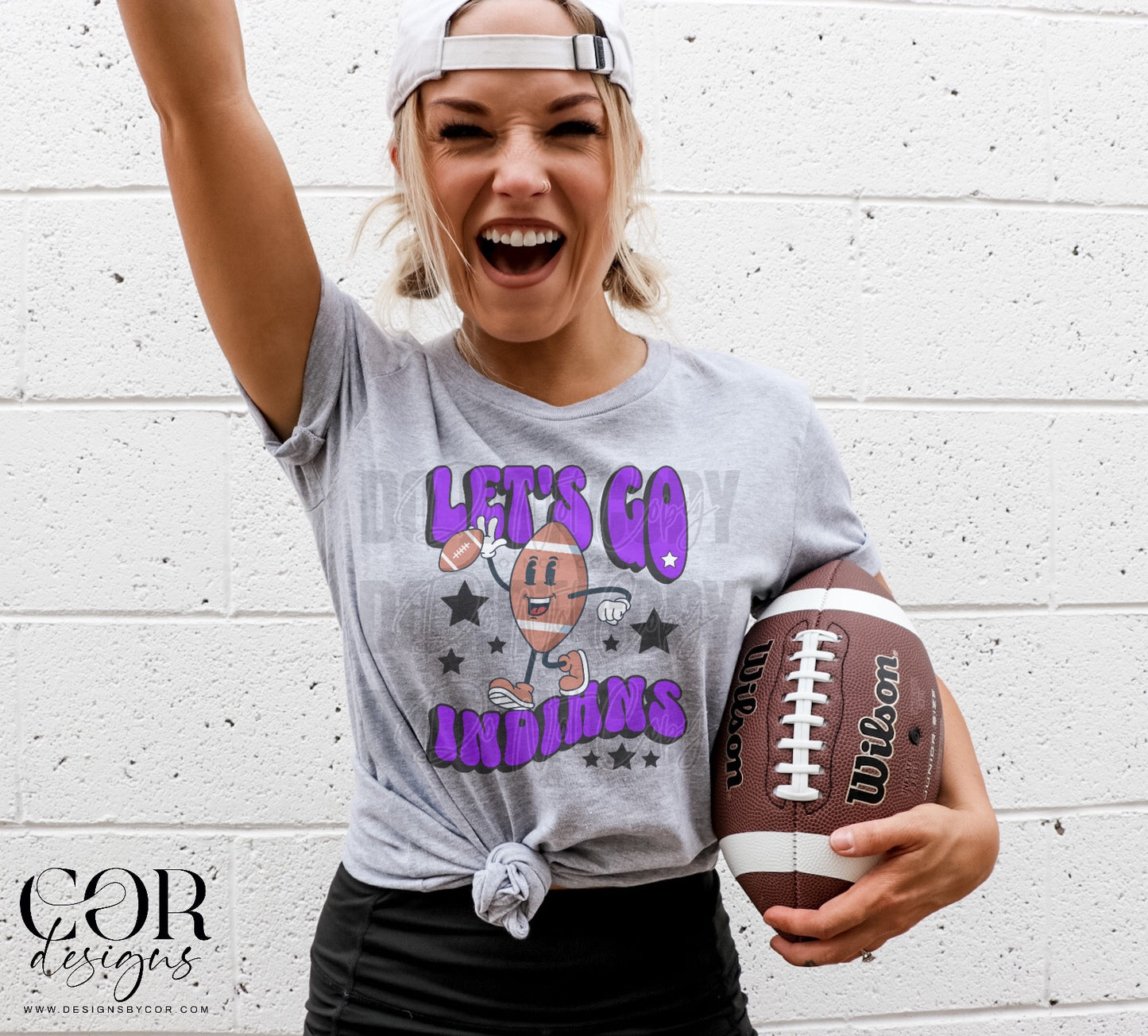 Football Let's Go Indians Purple DTF Transfer