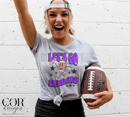Football Let's Go Indians Purple DTF Transfer
