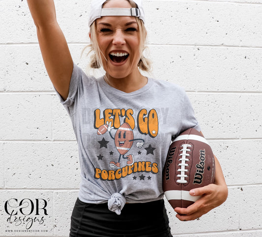 Football Let's Go Porcupines Orange DTF Transfer