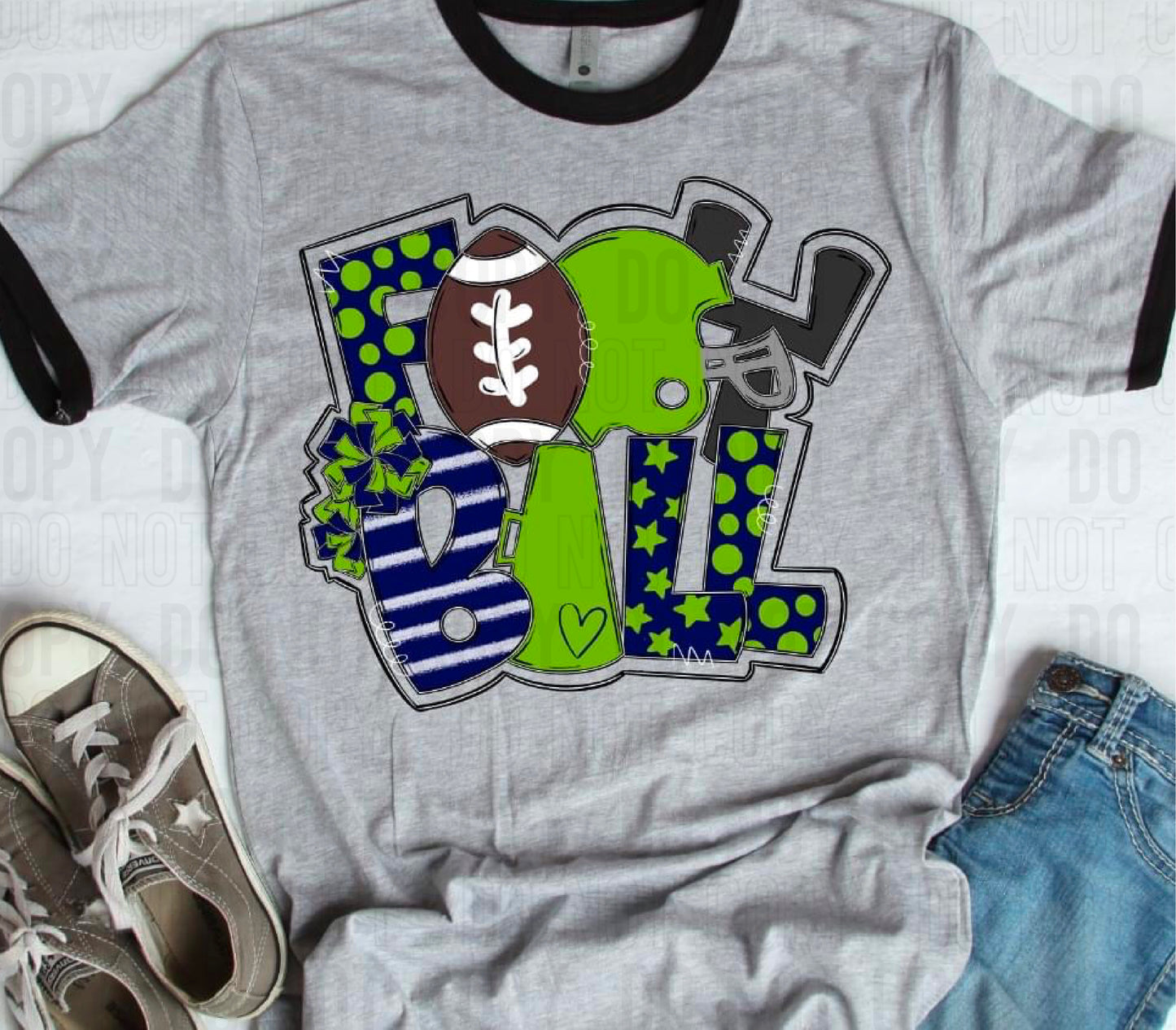 Football Navy Blue Green DTF Transfer
