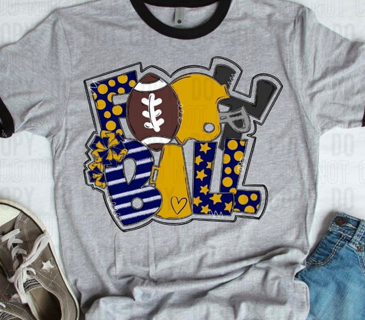 Football Navy Blue Yellow Gold DTF Transfer