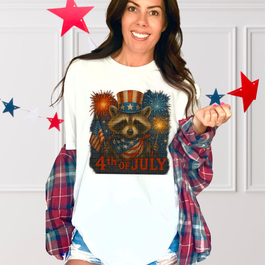 4th Of July Racoon DTF Transfer