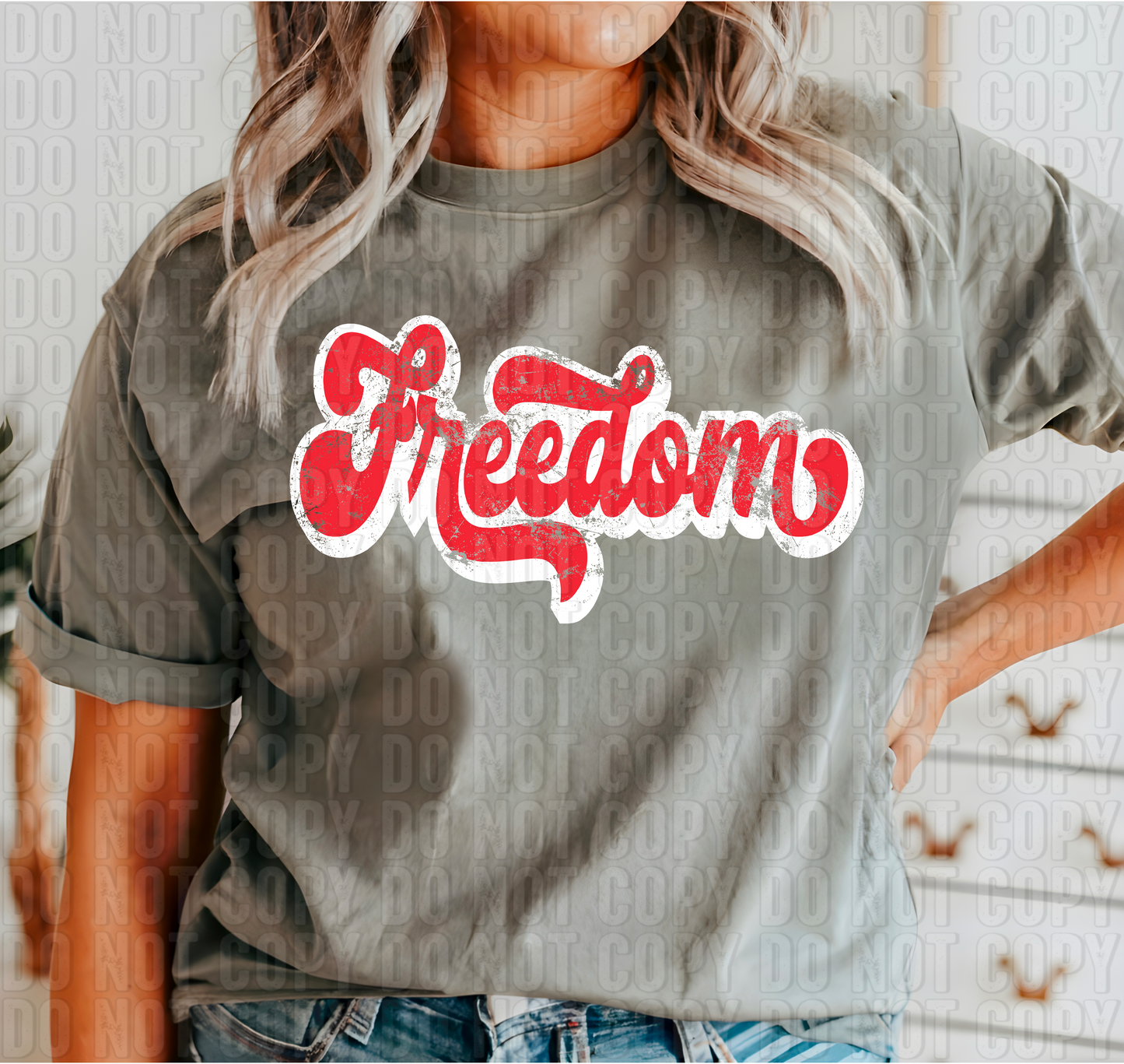 Freedom Red Grunge DTF Transfer