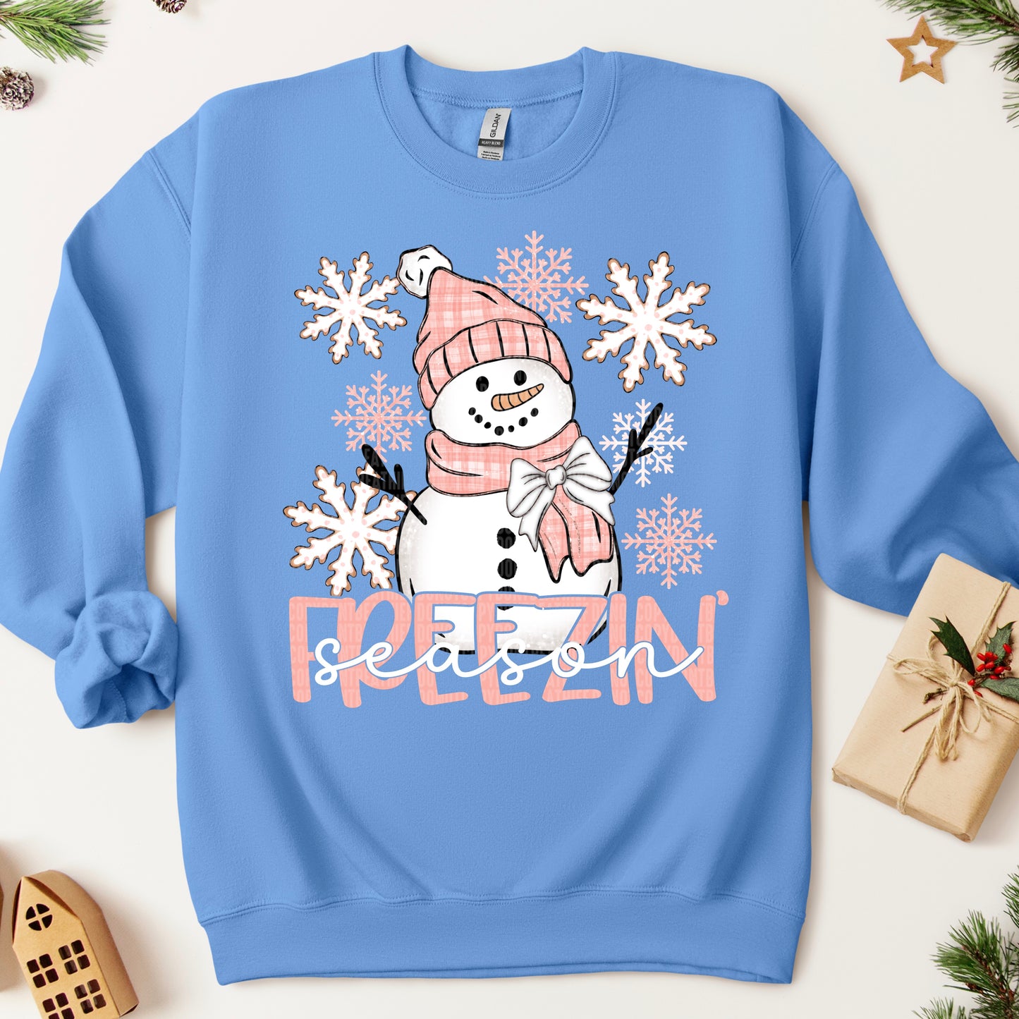 Freezin' Season Snowman & Snowflakes DTF Transfer