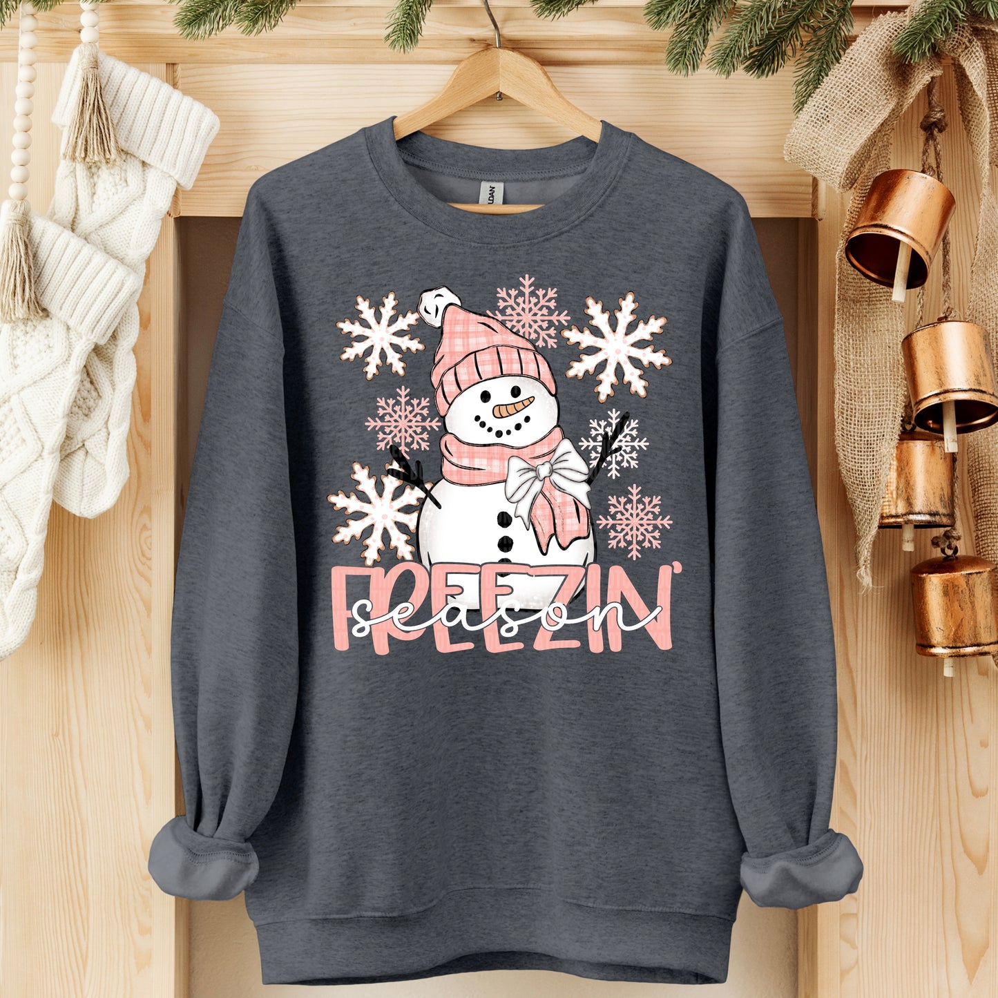 Freezin' Season Snowman & Snowflakes DTF Transfer
