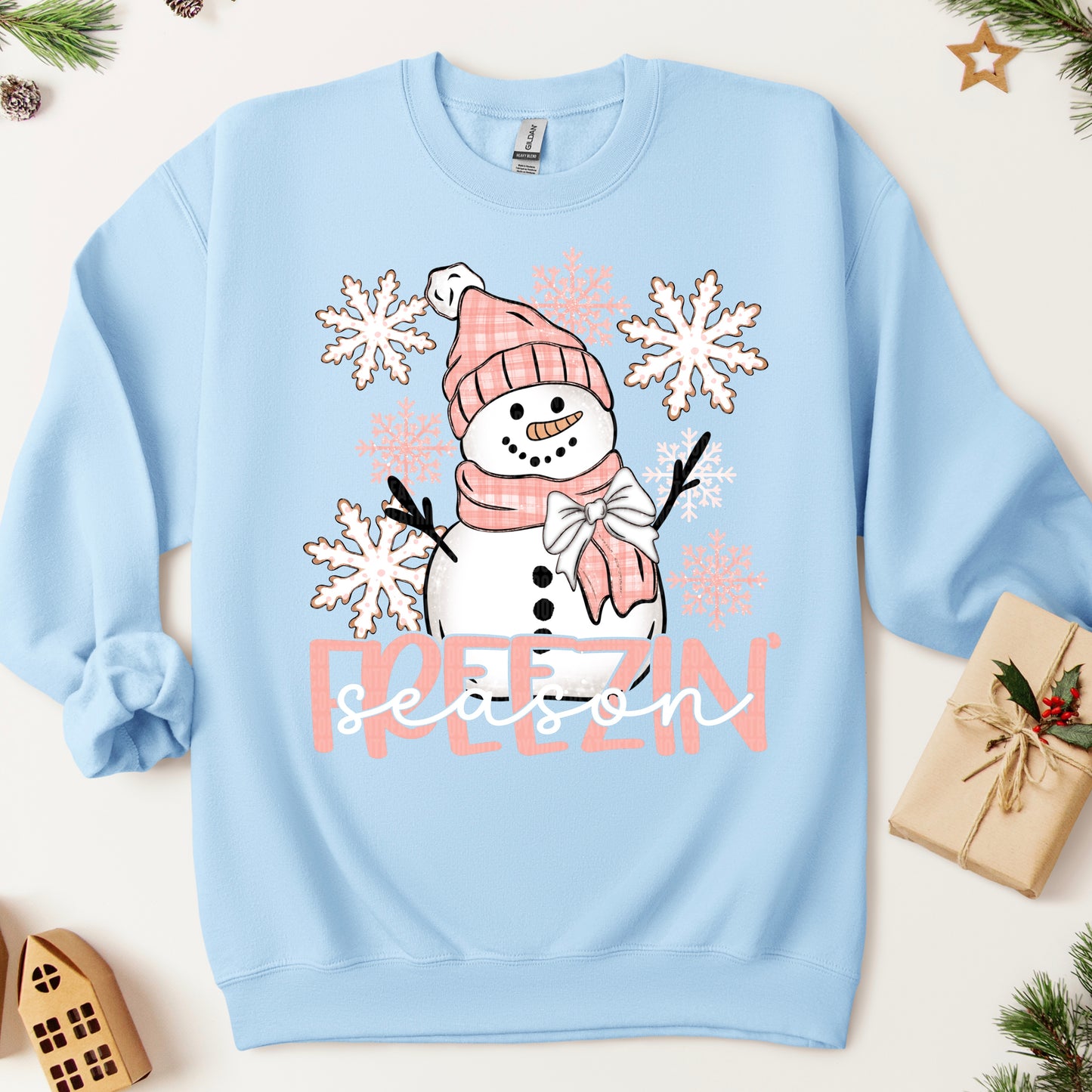 Freezin' Season Snowman & Snowflakes DTF Transfer