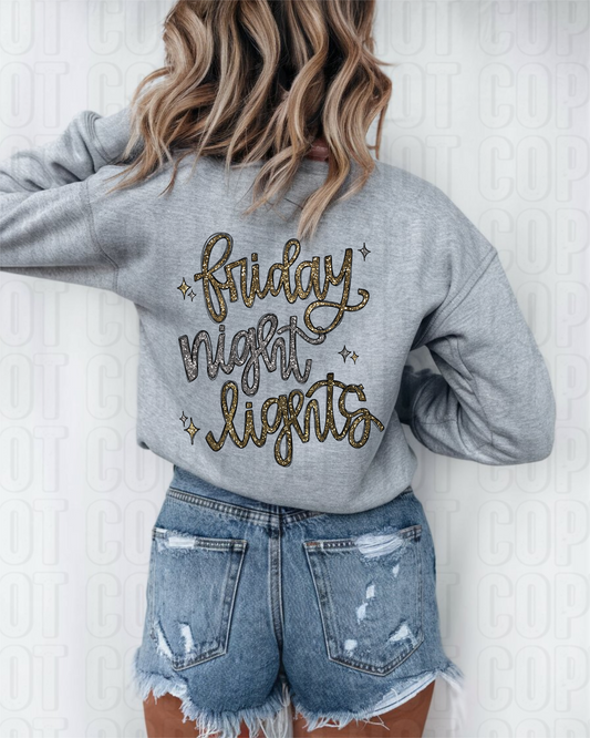 Friday Night Lights Glitter Faux DTF Transfer