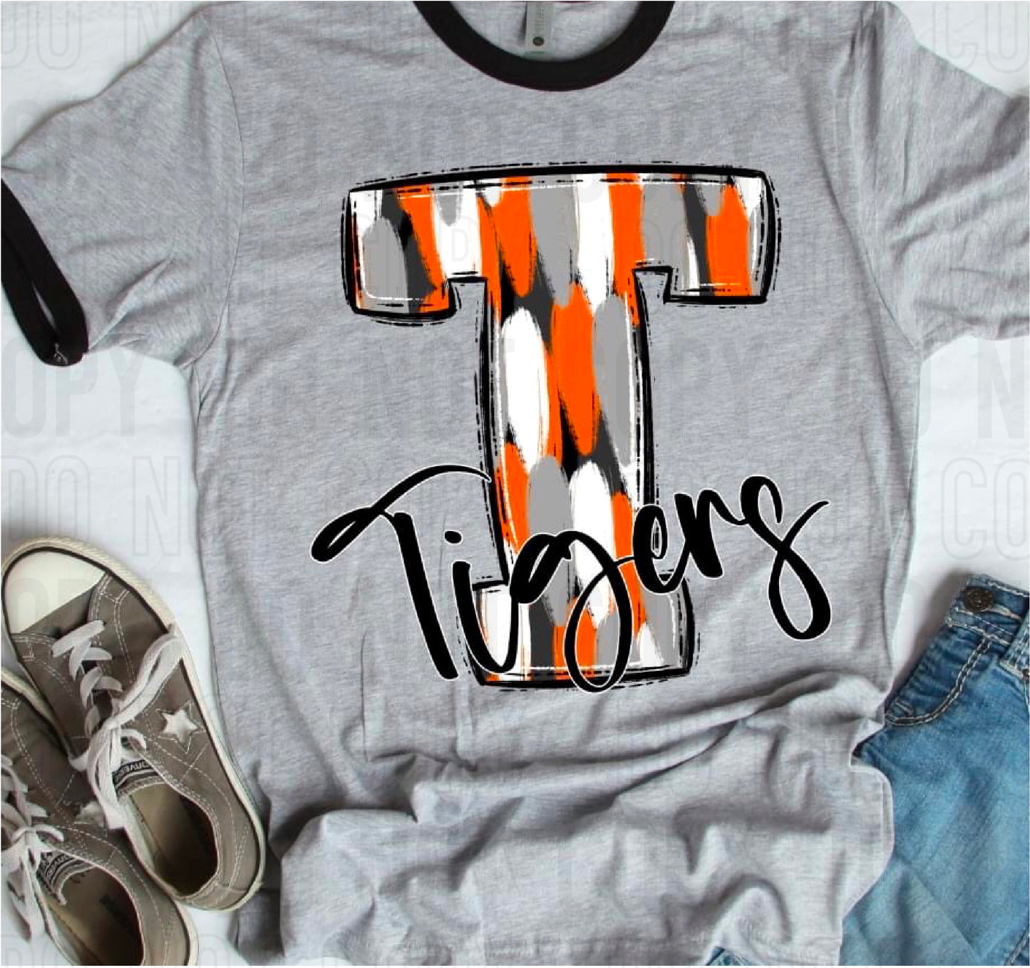 Funky Serif Tigers Orange Gray DTF Transfer