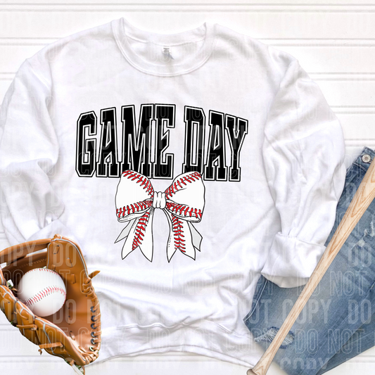 Game Day Baseball Bow DTF Transfer